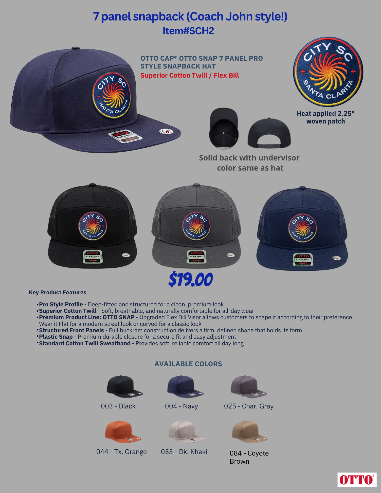 7-panel snapback detail — solid back and all colors