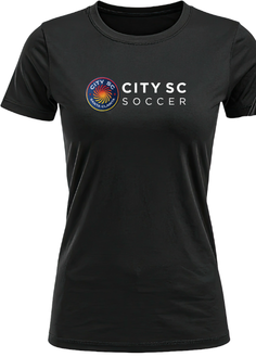 Women's T-Shirt Style B black with City SC Soccer text