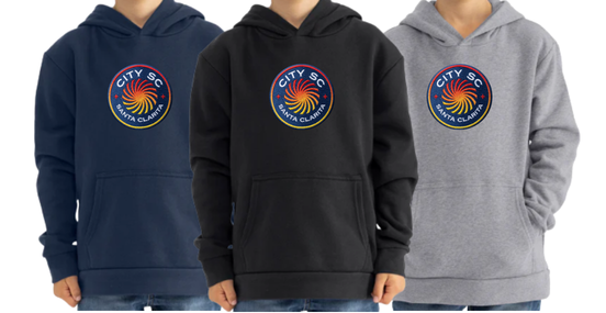 Youth hoodies in navy, black and gray